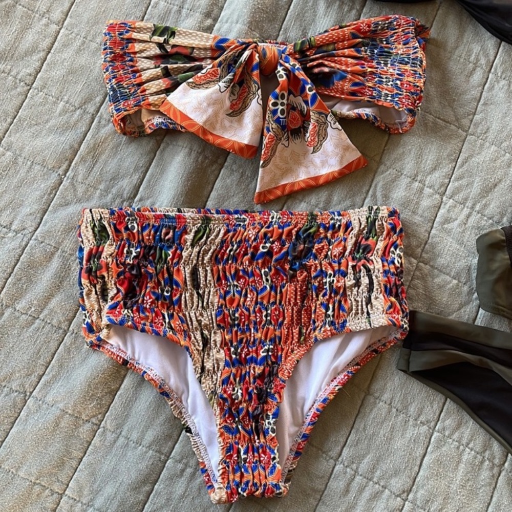 Adorable high waist tie top bikini